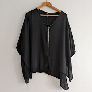 Torrid Black Sheer Poncho with Silver Zipper Size 0/0X
